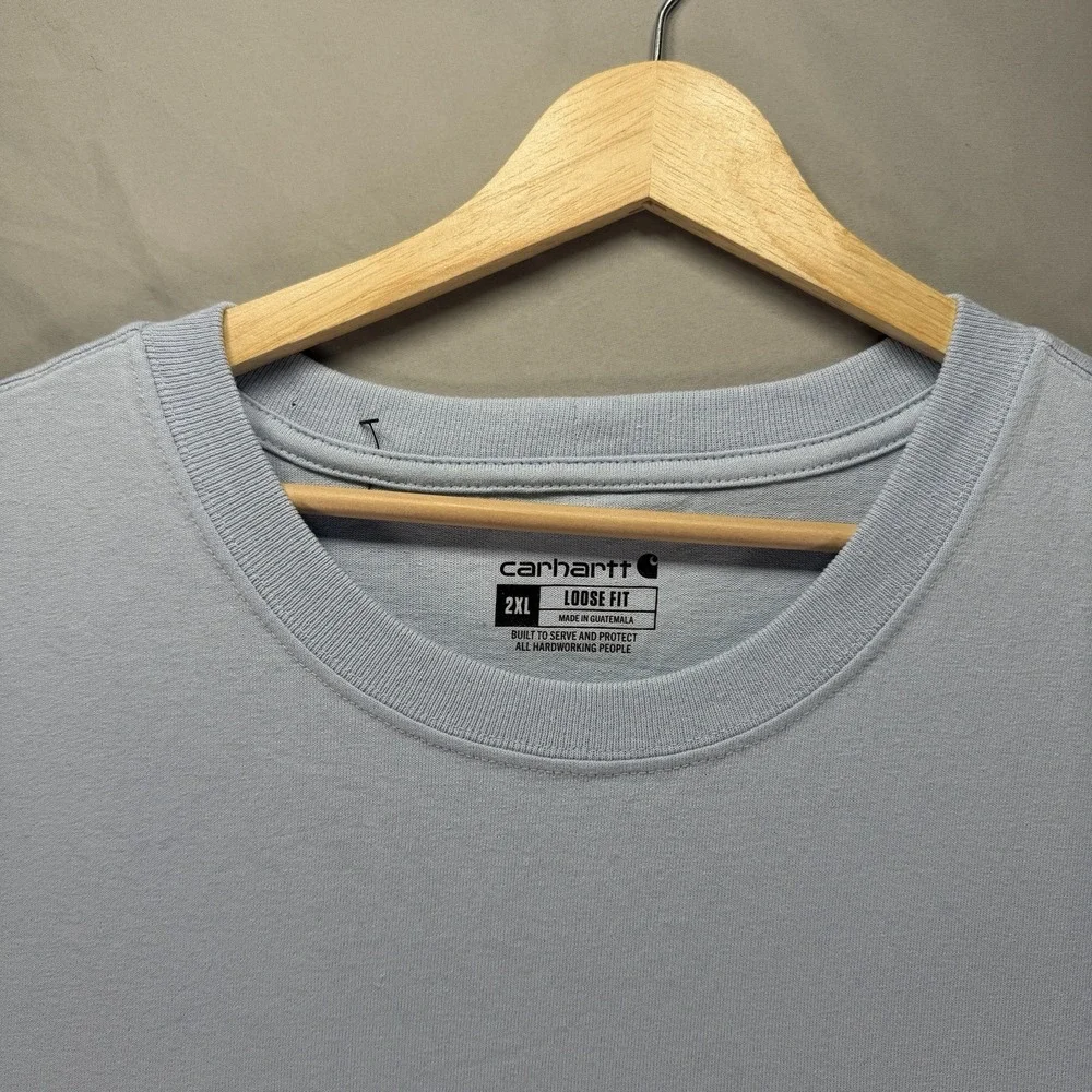 Carhartt Pocket T Shirt Mens 2XL Blue Short Sleeve Work Loose Fit Cotton NWT - Picture 6 of 9